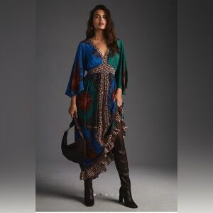 NWOT Farm Rio Anthropologie Flutter Sleeve Dress. Size Small.